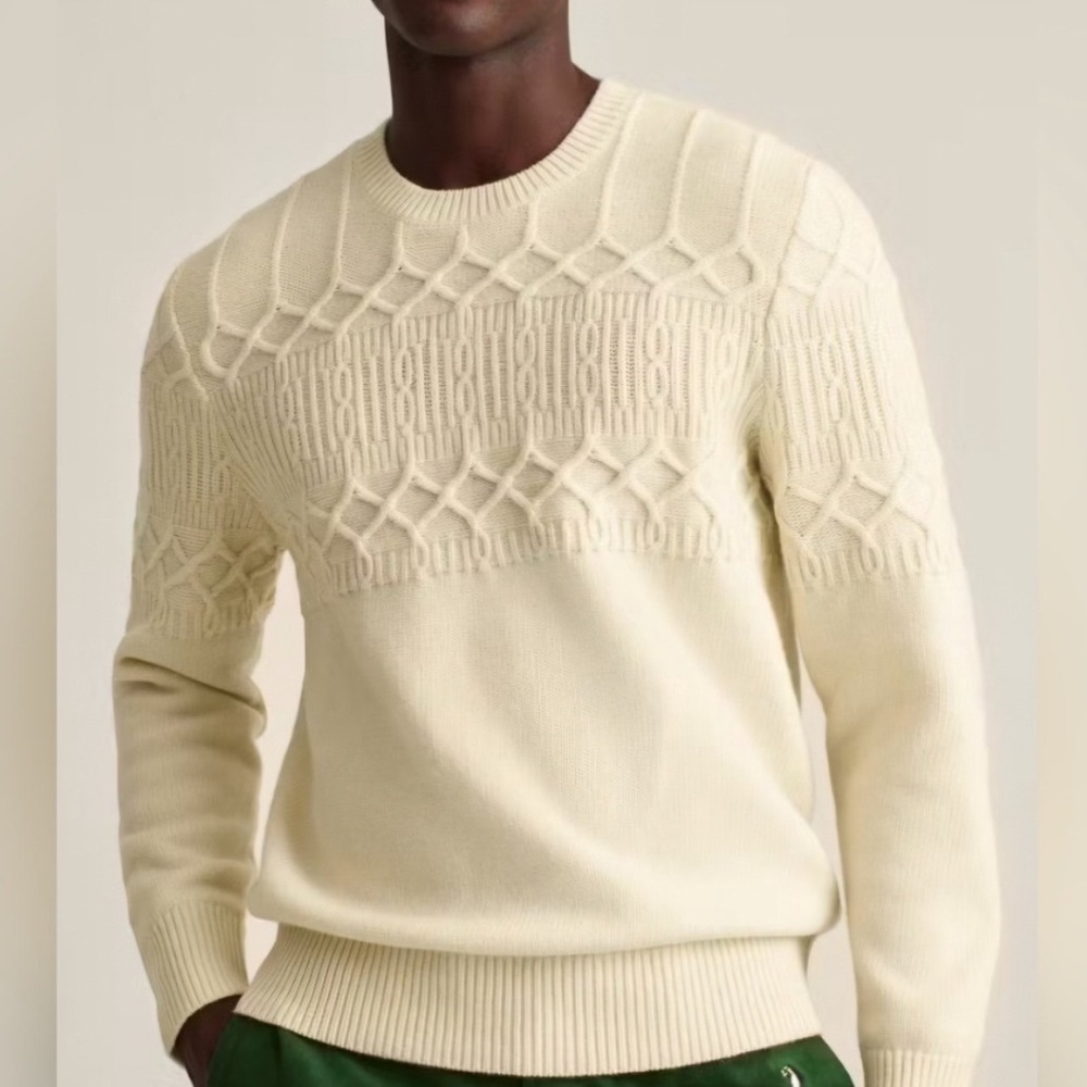 Bonobos Cable Knit Crewneck Sweater Large Cream
